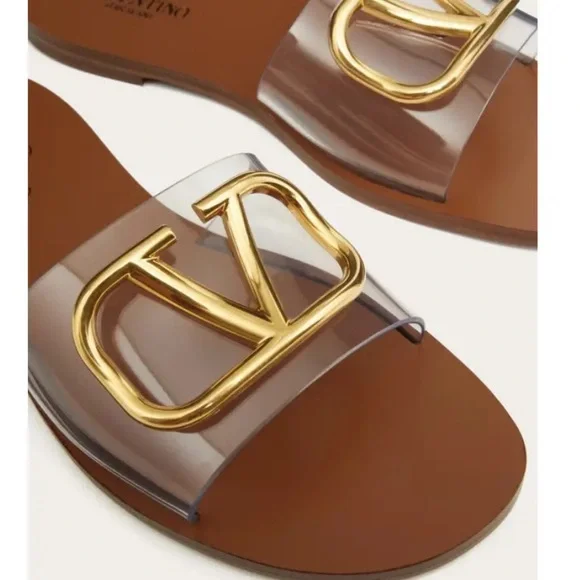 <NWT> Valentino Tan and Gold Women's Sandals - Picture 2 of 4